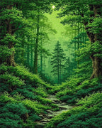 Lush Sunlit Forest Path Rug - Cutout View