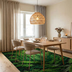 Lush Sunlit Forest Path Rug - Dining Room View