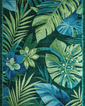 Lush Teal Monstera Floral Rug - Cutout View