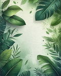 Lush Tropical Foliage Green Border Rug - Cutout View