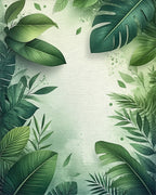 Lush Tropical Foliage Green Border Rug - Cutout View