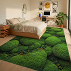 Lush Verdant Mossy Spheres Rug - Bedroom View