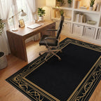 Luxury Black Gold Art Deco Frame Rug Office View