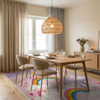 Magical Pink Unicorn Rainbow Dreamscape Rug - Dining Room View