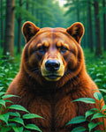 Majestic Bear In Green Forest Rug - Cutout View