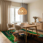 Majestic Bear In Green Forest Rug Dining Room View
