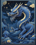 Majestic Blue Dragon Clouds Rug - Cutout View