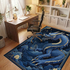 Majestic Blue Dragon Clouds Rug - Office View
