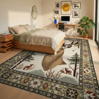 Majestic Deer Forest Winter Wildlife Rug - Bedroom View