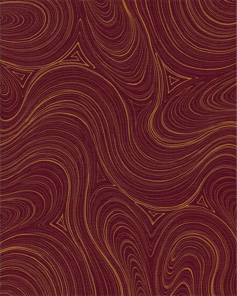 Maroon Gold Swirl Pattern Rug - Cutout View