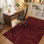 Maroon Gold Swirl Pattern Rug Office View