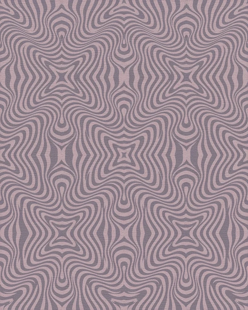 Mauve Swirling Optical Illusion Stripes Rug - Cutout View