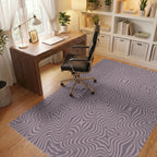 Mauve Swirling Optical Illusion Stripes Rug Office View