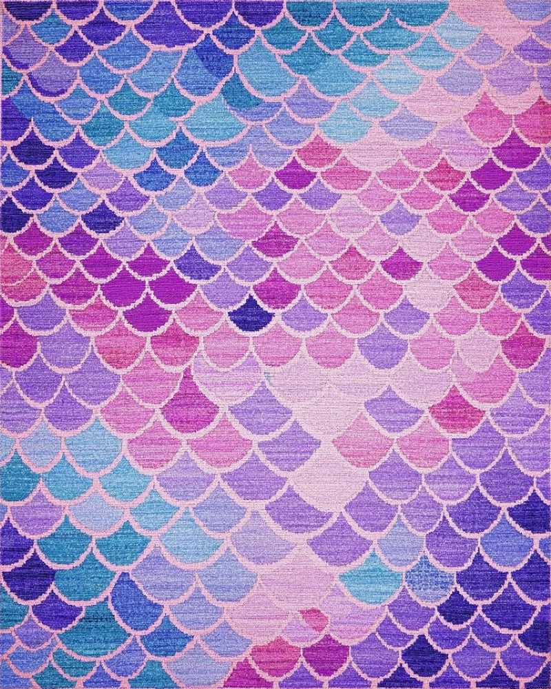 Mermaid Scale Gradient Pink Purple Rug - Cutout View
