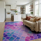 Mermaid Scale Gradient Pink Purple Rug - Living Room View