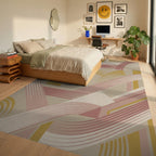 Mid Century Abstract Arcs Rug Bedroom View
