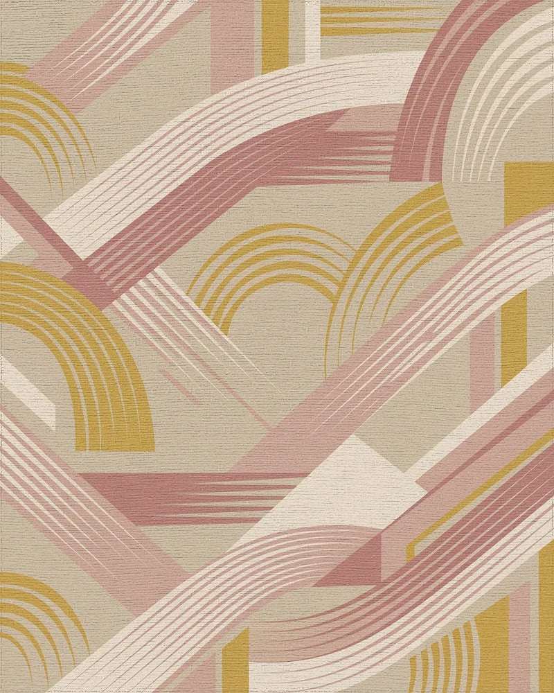Mid Century Abstract Arcs Rug - Cutout View