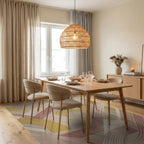 Mid Century Abstract Arcs Rug Dining Room View