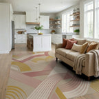 Mid Century Abstract Arcs Rug Living Room View