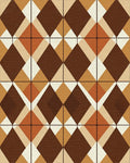 Mid Century Earth Tone Geometric Diamond Rug - Cutout View
