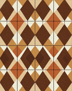 Mid Century Earth Tone Geometric Diamond Rug - Cutout View