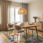 Mid Century Geometric Color Block Rug - Dining Room View