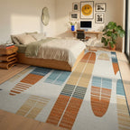 Mid Century Modern Abstract Oval Rug - Bedroom View