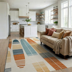 Mid Century Modern Abstract Oval Rug - Living Room View