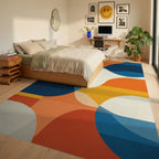 Mid Century Modern Abstract Wave Rug Bedroom View
