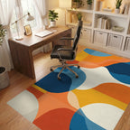 Mid Century Modern Abstract Wave Rug Office View