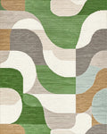 Mid Century Modern Geometric Curves Rug - Cutout View