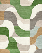 Mid Century Modern Geometric Curves Rug - Cutout View