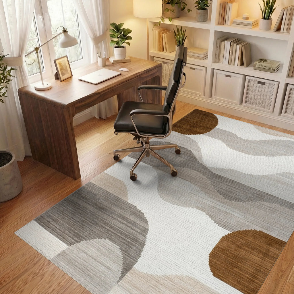Mid Century Modern Wave Rug - Office View