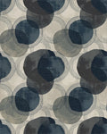 Mid-century navy blue abstract circles Rug - Cutout View