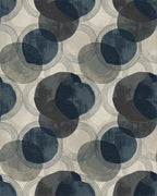 Mid-century navy blue abstract circles Rug - Cutout View
