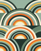 Mid-Century Retro Arched Teal Orange Rug - Cutout View