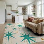 Mid Century Starburst Pattern Rug - Living Room View
