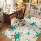 Mid Century Starburst Pattern Rug - Office View