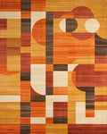 Midcentury Modern Abstract Geometric Rug - Cutout View