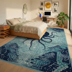 Midnight Octopus Circuit Board Rug - Bedroom View