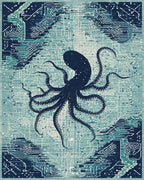 Midnight Octopus Circuit Board Rug - Cutout View