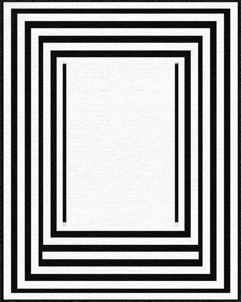 Minimalist Black Concentric Frames Rug - Cutout View