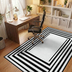 Minimalist Black Concentric Frames Rug - Office View