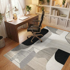 Minimalist Black White Geometric Abstract Rug - Office View