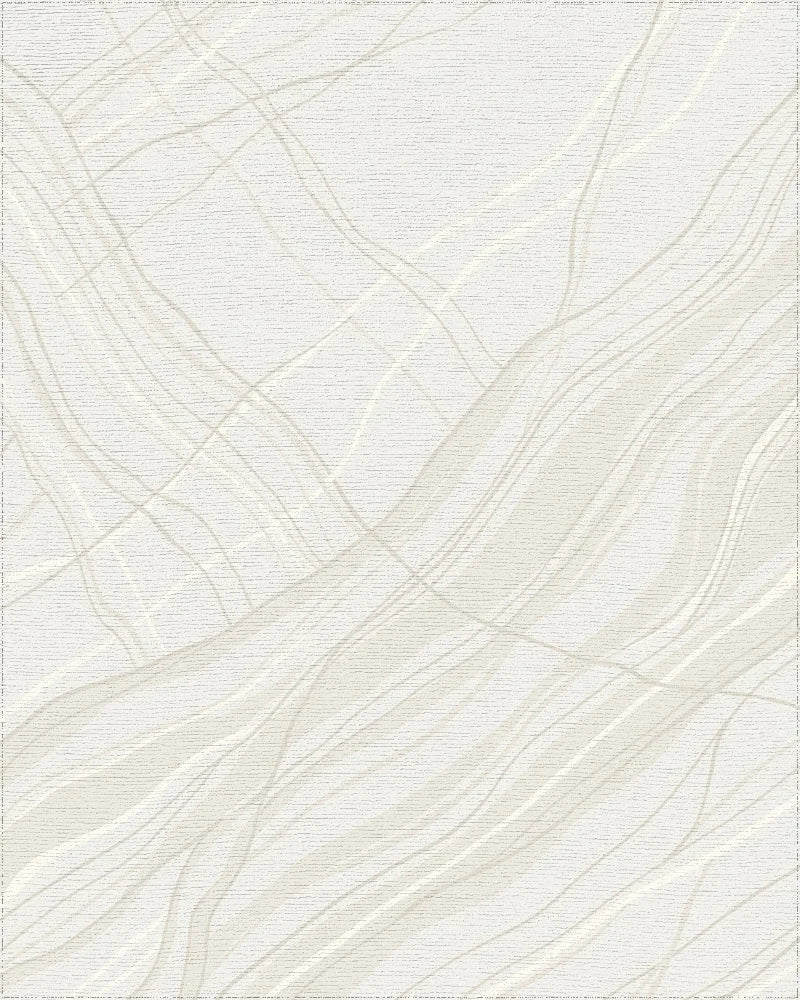 Minimalist Cream Swirling Lines Rug - Cutout View