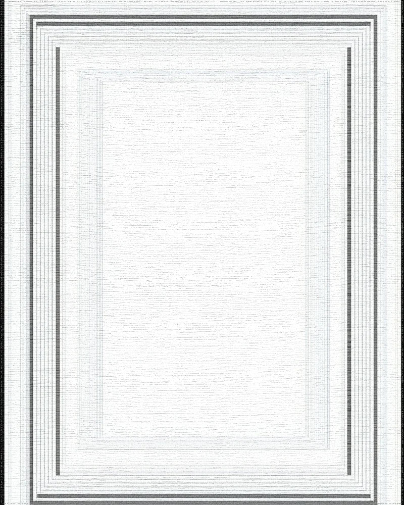 Minimalist Gray Rectangular Borders Rug - Cutout View