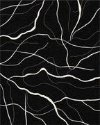 Minimalist Off-White Abstract Lines Rug - Cutout View