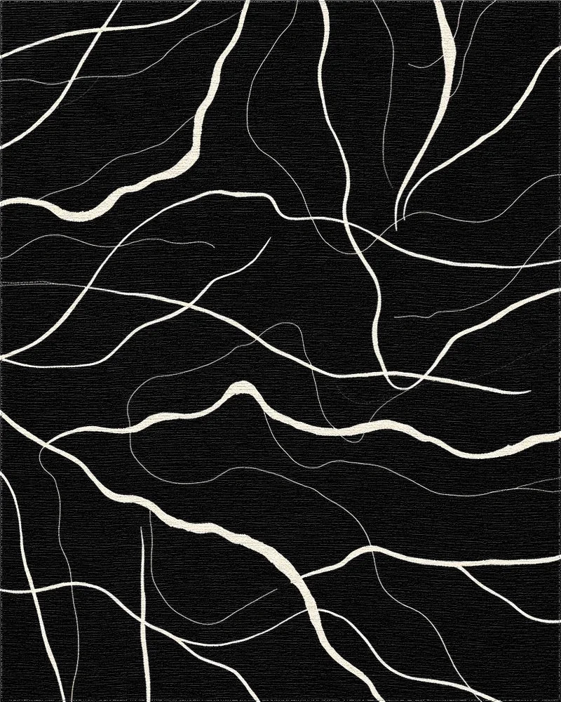 Minimalist Off-White Abstract Lines Rug - Cutout View