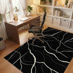 Minimalist Off-White Abstract Lines Rug Office View