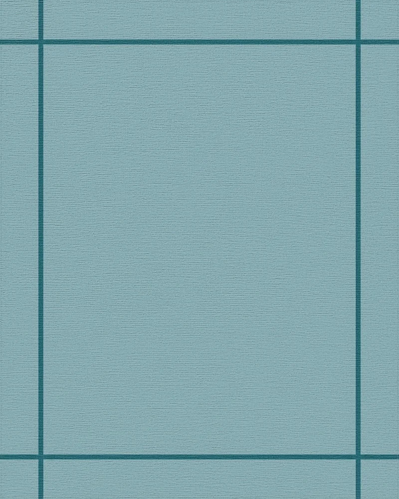 Minimalist Teal Bordered Square Rug - Cutout View